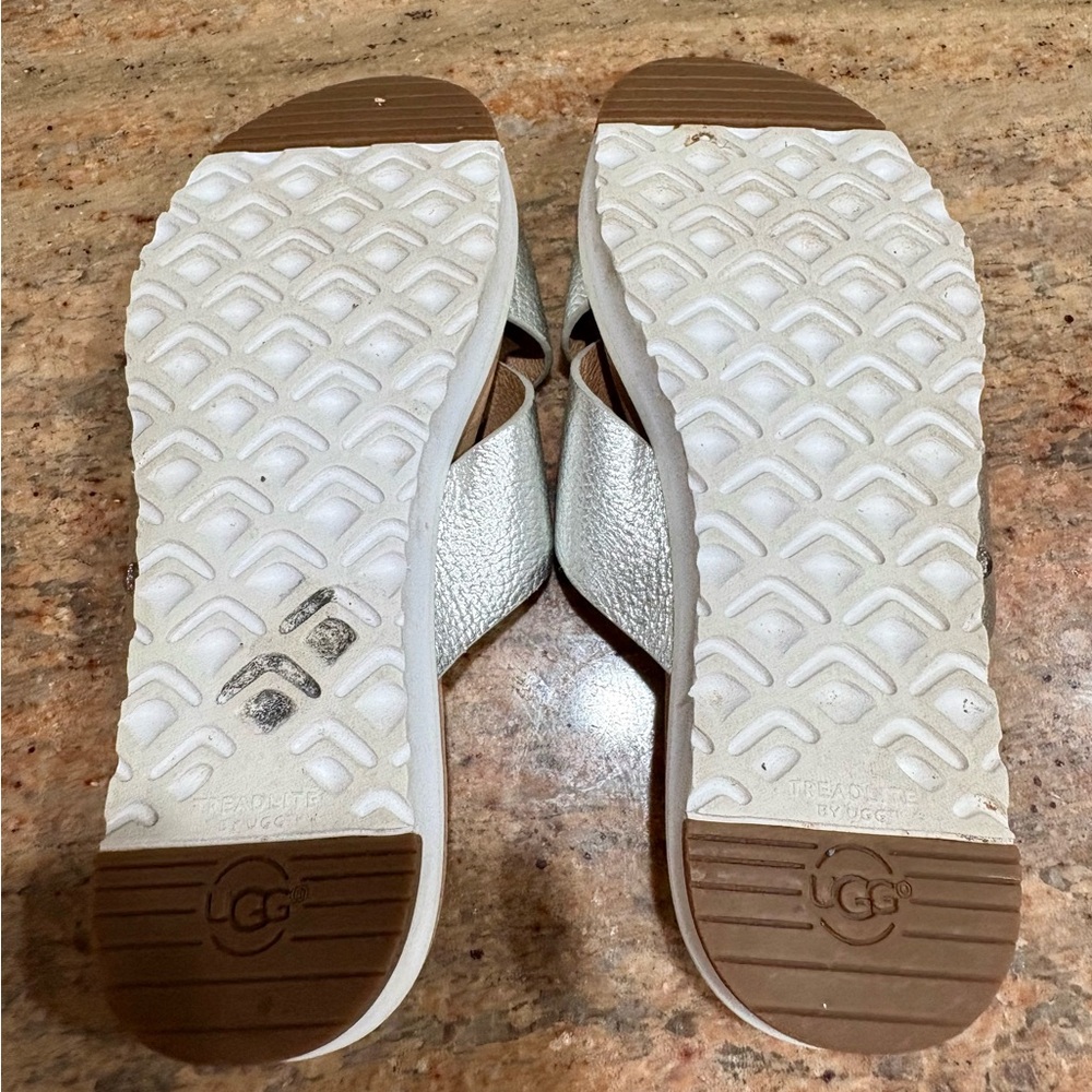 UGG Kari Metallic Leather Criss-Cross Sandals – Size 5 (US), EUC - Picture 3 of 9